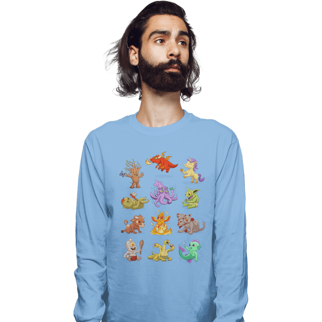 Shirts Long Sleeve Shirts, Unisex / Small / Powder Blue Diapers & Dragons
