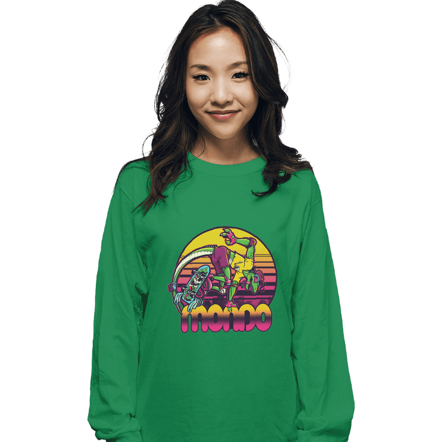 Shirts Long Sleeve Shirts, Unisex / Small / Irish Green Mondo Gecko