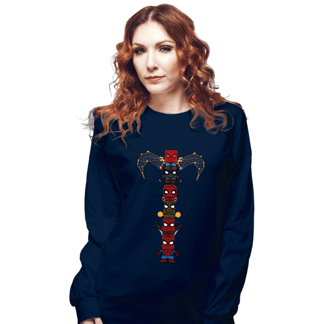 Daily_Deal_Shirts Long Sleeve Shirts, Unisex / Small / Navy Totem Of Spiders