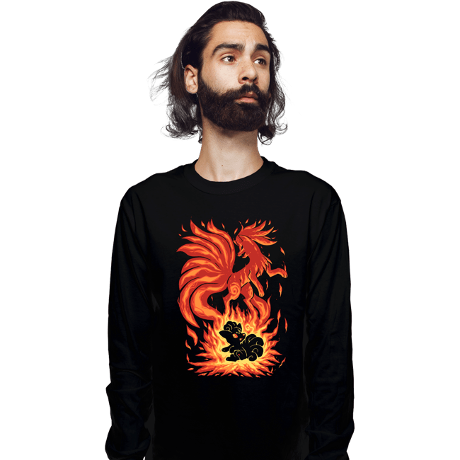 Shirts Long Sleeve Shirts, Unisex / Small / Black The Flame Tailed Fox Within