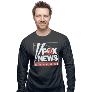 Shirts Long Sleeve Shirts, Unisex / Small / Charcoal Faux News