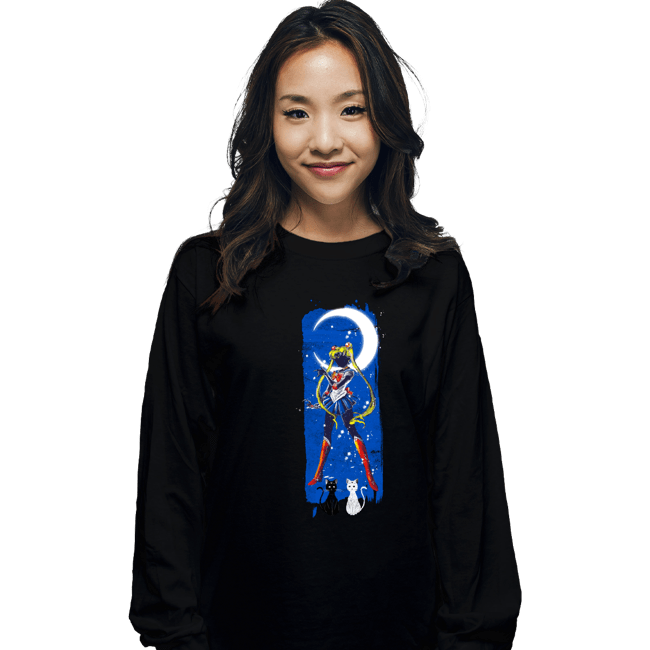 Shirts Long Sleeve Shirts, Unisex / Small / Black Inked Moon