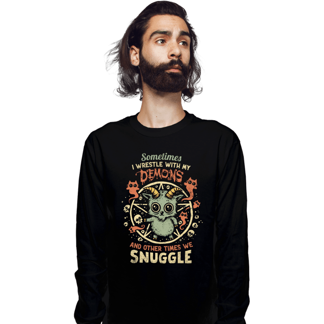 Daily_Deal_Shirts Long Sleeve Shirts, Unisex / Small / Black I Wrestle With My Demons