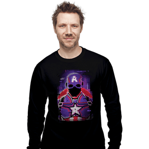 Shirts Long Sleeve Shirts, Unisex / Small / Black Glitch Captain America