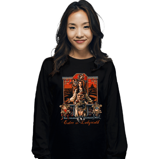 Daily_Deal_Shirts Long Sleeve Shirts, Unisex / Small / Black Enter The Labyrinth 80s