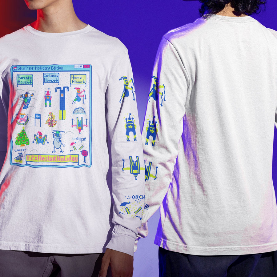 Daily_Deal_Shirts Long Sleeve Shirts, Unisex / Small / White Skiing Free Long Sleeve