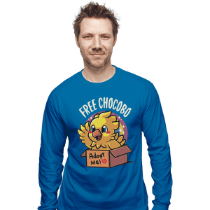 Shirts Long Sleeve Shirts, Unisex / Small / Sapphire Adopt A Chocobo