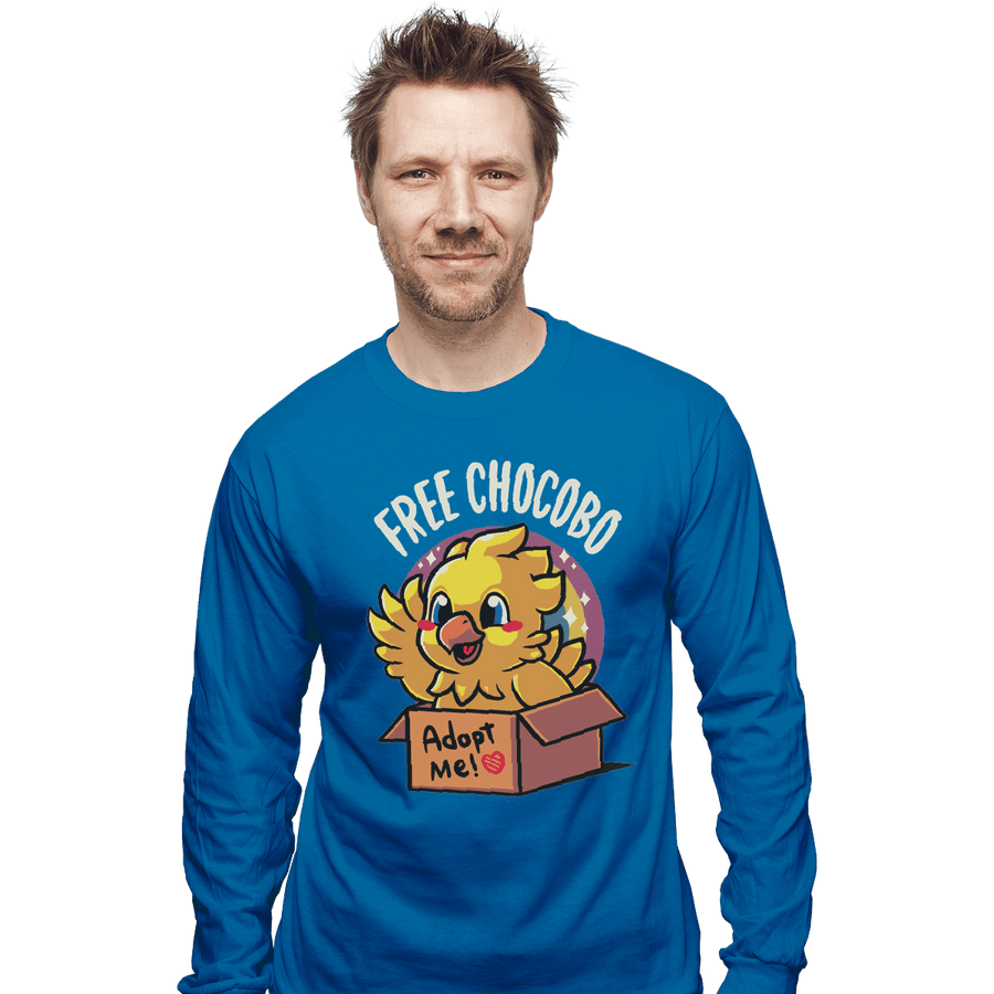 Shirts Long Sleeve Shirts, Unisex / Small / Sapphire Adopt A Chocobo