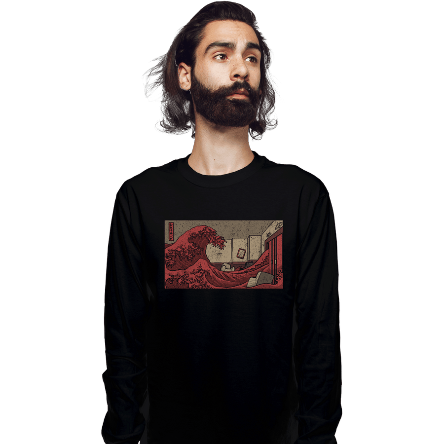 Shirts Long Sleeve Shirts, Unisex / Small / Black Shining Wave