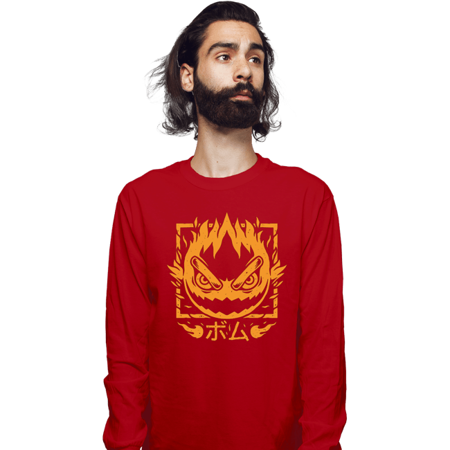 Shirts Long Sleeve Shirts, Unisex / Small / Red Fireball Bomb