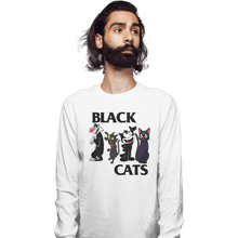 Load image into Gallery viewer, Shirts Long Sleeve Shirts, Unisex / Small / White Black Cats Flag
