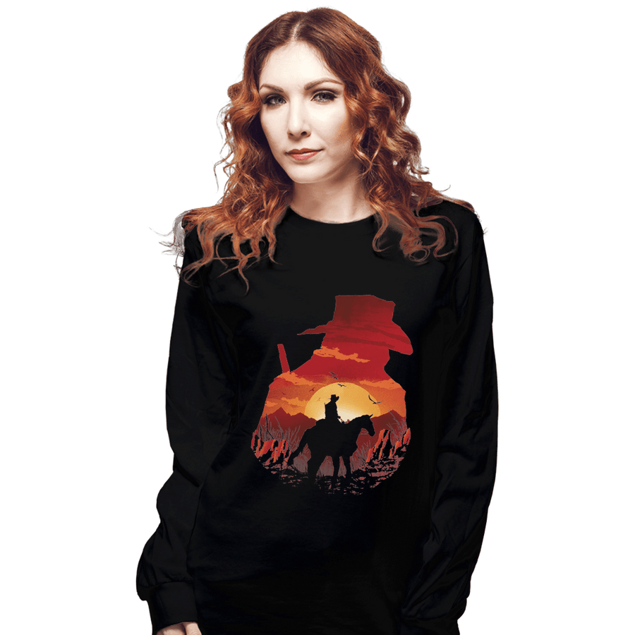 Shirts Long Sleeve Shirts, Unisex / Small / Black Red Sunset
