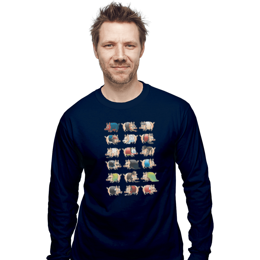 Shirts Long Sleeve Shirts, Unisex / Small / Navy Pig Movies