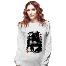 Load image into Gallery viewer, Daily_Deal_Shirts Long Sleeve Shirts, Unisex / Small / White The Bounty Hunter In The desert Sumi-e
