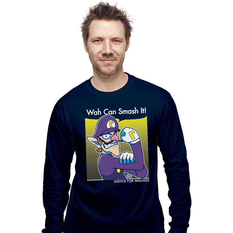 Shirts Long Sleeve Shirts, Unisex / Small / Navy Wah Can Smash It!