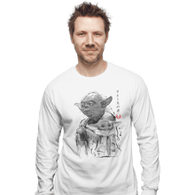 Load image into Gallery viewer, Shirts Long Sleeve Shirts, Unisex / Small / White Old And Young Sumi-e
