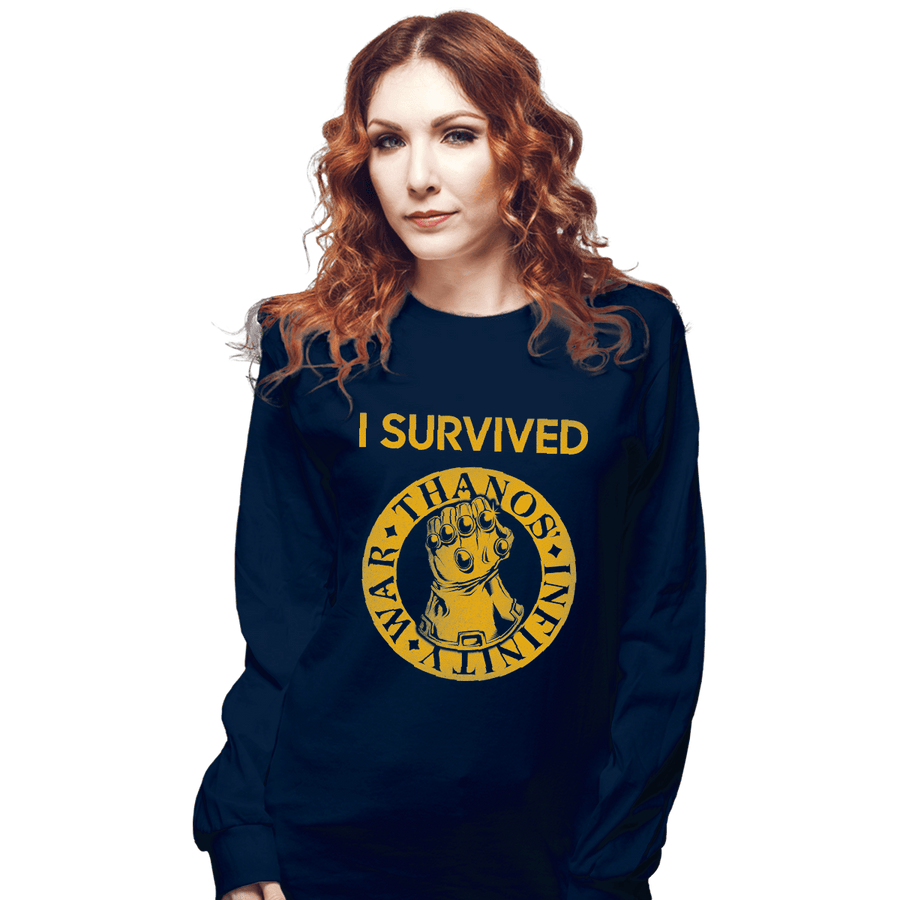 Shirts Long Sleeve Shirts, Unisex / Small / Navy Infinity War Survivor