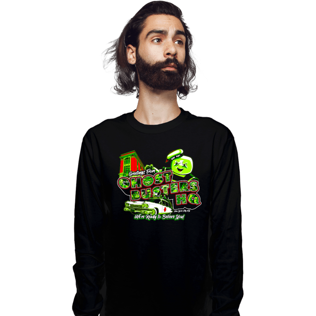Secret_Shirts Long Sleeve Shirts, Unisex / Small / Black Greetings From Ghost HQ