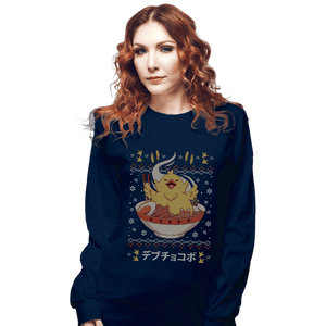 Shirts Long Sleeve Shirts, Unisex / Small / Navy Fat Chocobo Ramen Christmas Sweater