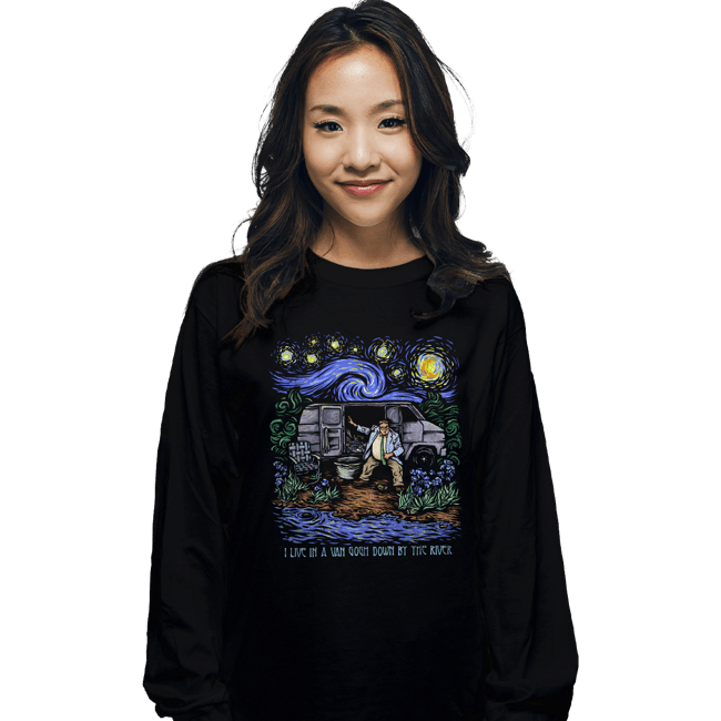 Secret_Shirts Long Sleeve Shirts, Unisex / Small / Black Van Gogh By The River