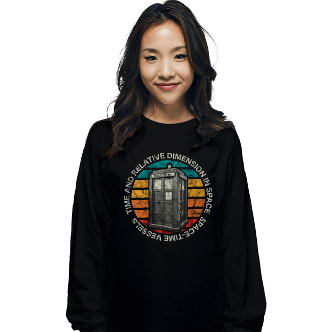 Shirts Long Sleeve Shirts, Unisex / Small / Black Retro Tardis Sun