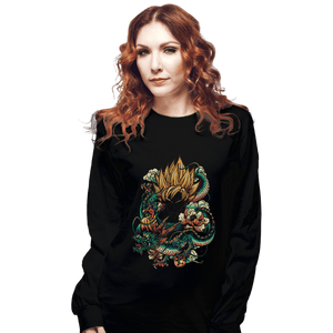 Shirts Long Sleeve Shirts, Unisex / Small / Black Colorful Dragon