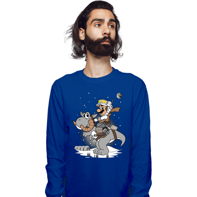 Shirts Long Sleeve Shirts, Unisex / Small / Royal Blue Mario Strikes Back