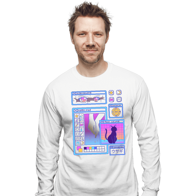 Daily_Deal_Shirts Long Sleeve Shirts, Unisex / Small / White Moon Aesthetic