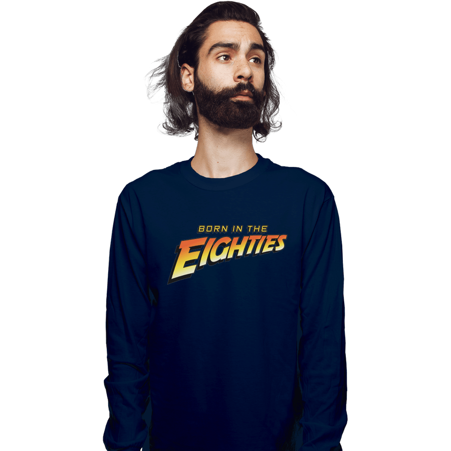 Shirts Long Sleeve Shirts, Unisex / Small / Navy Indiana Eighties