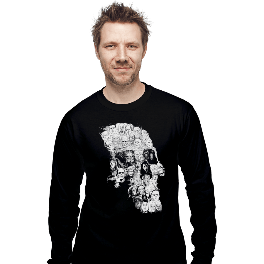 Shirts Long Sleeve Shirts, Unisex / Small / Black Horror Skull