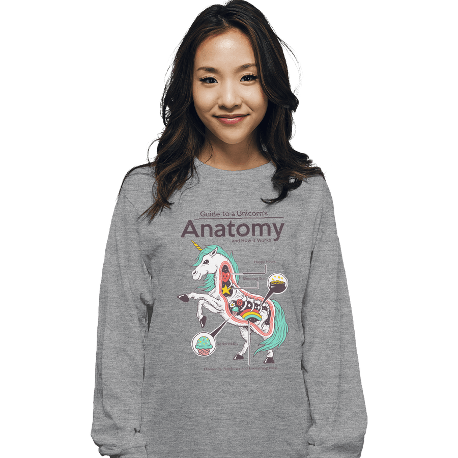 Shirts Long Sleeve Shirts, Unisex / Small / Sports Grey Anatomy Of A Unicorn