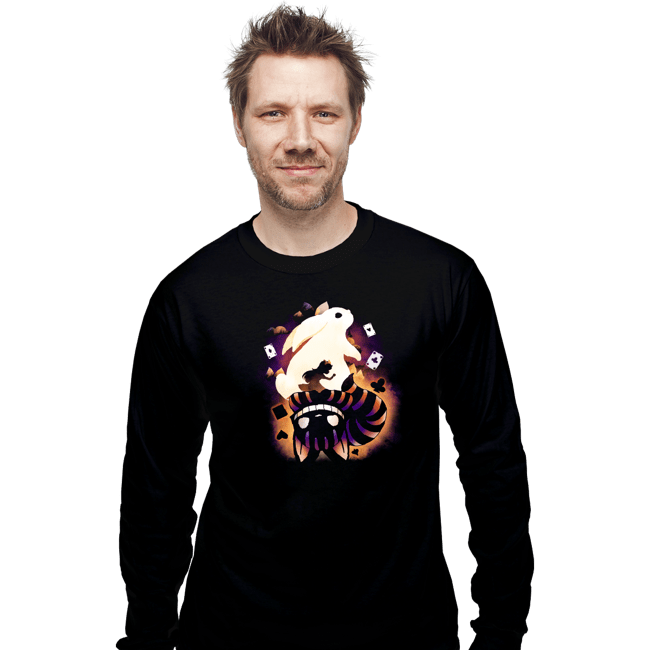Daily_Deal_Shirts Long Sleeve Shirts, Unisex / Small / Black Cheshire White Rabbit