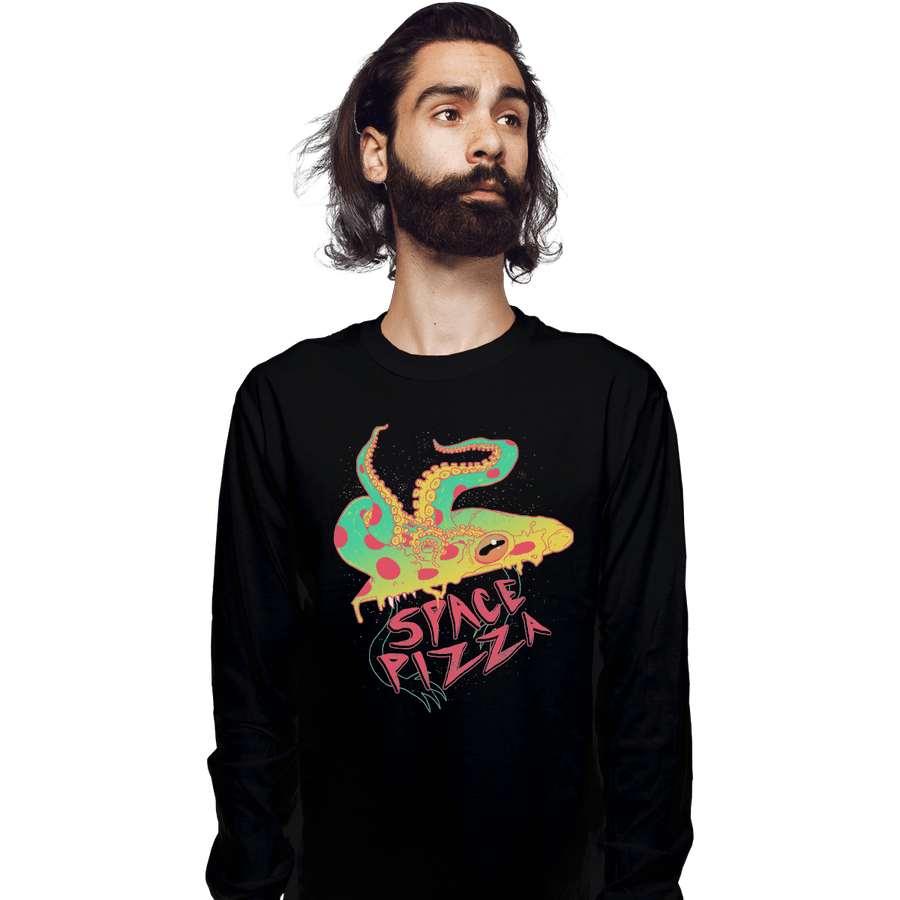 Shirts Long Sleeve Shirts, Unisex / Small / Black Space Pizza