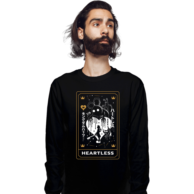 Secret_Shirts Long Sleeve Shirts, Unisex / Small / Black Heartless Tarot Card