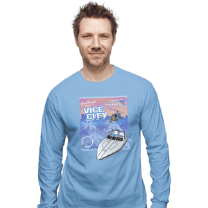 Shirts Long Sleeve Shirts, Unisex / Small / Powder Blue Greetings From Vice City