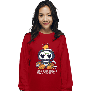 Secret_Shirts Long Sleeve Shirts, Unisex / Small / Red Christmas Reaper