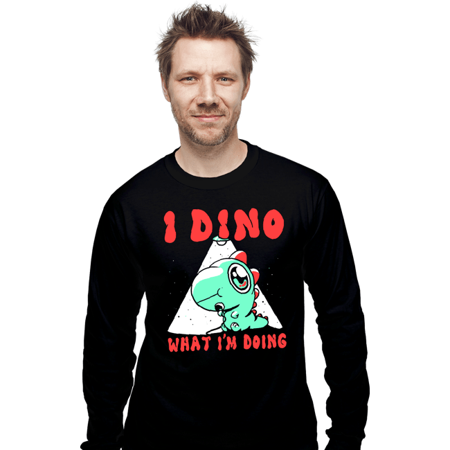 Shirts Long Sleeve Shirts, Unisex / Small / Black Confused Dino