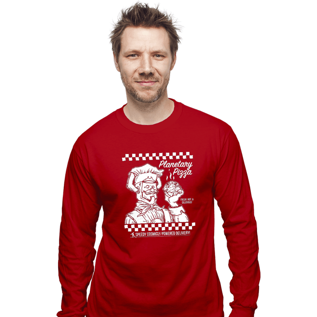 Daily_Deal_Shirts Long Sleeve Shirts, Unisex / Small / Red Planetary Pizza