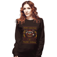 Load image into Gallery viewer, Daily_Deal_Shirts Long Sleeve Shirts, Unisex / Small / Dark Chocolate Merry Christmas Filthy Animal
