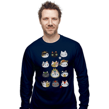 Load image into Gallery viewer, Shirts Long Sleeve Shirts, Unisex / Small / Navy Cosplay Cats
