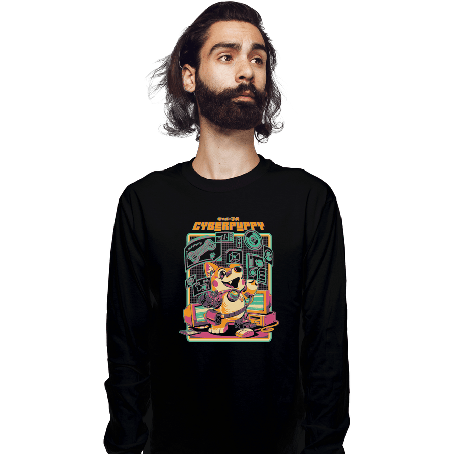 Shirts Long Sleeve Shirts, Unisex / Small / Black Corgypunk