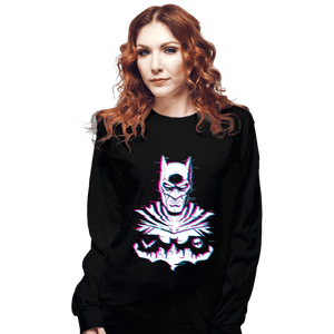 Secret_Shirts Long Sleeve Shirts, Unisex / Small / Black Glitched Batman