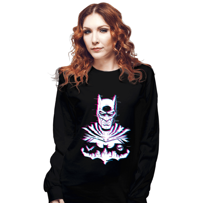 Secret_Shirts Long Sleeve Shirts, Unisex / Small / Black Glitched Batman