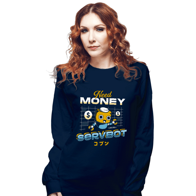 Shirts Long Sleeve Shirts, Unisex / Small / Navy Servbot and Money