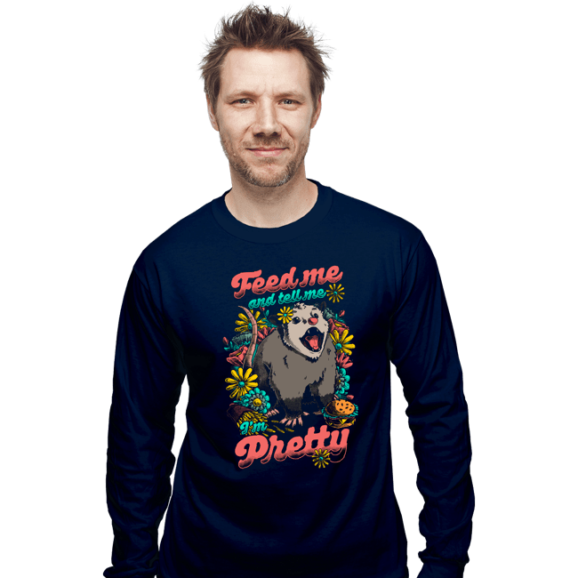 Daily_Deal_Shirts Long Sleeve Shirts, Unisex / Small / Navy Pretty Hungry Possum