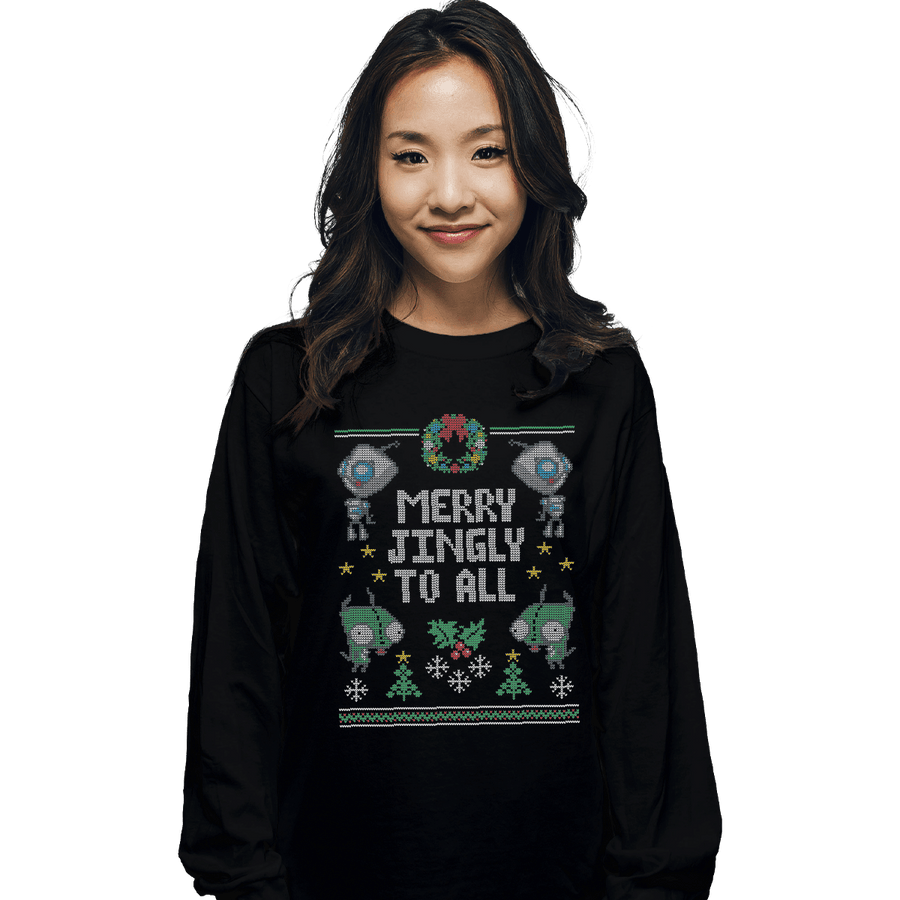 Shirts Long Sleeve Shirts, Unisex / Small / Black Merry Jingly