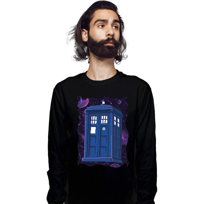 Daily_Deal_Shirts Long Sleeve Shirts, Unisex / Small / Black Pixel Tardis