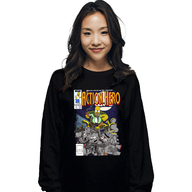 Daily_Deal_Shirts Long Sleeve Shirts, Unisex / Small / Black Action Hero