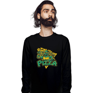 Shirts Long Sleeve Shirts, Unisex / Small / Black Pizza Time