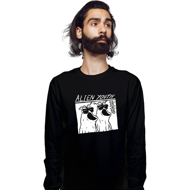 Daily_Deal_Shirts Long Sleeve Shirts, Unisex / Small / Black Alien Youth